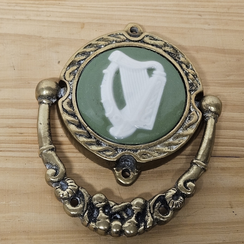 Vintage Irish/ Celtic Harp Brass Door Knocker (as is)